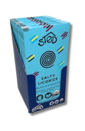 Salty Licorice Chocolate Bar Nordic White Chocolate by Sted Foods Salty Licorice Chocolate Bar Nordic White Chocolate by Sted Foods