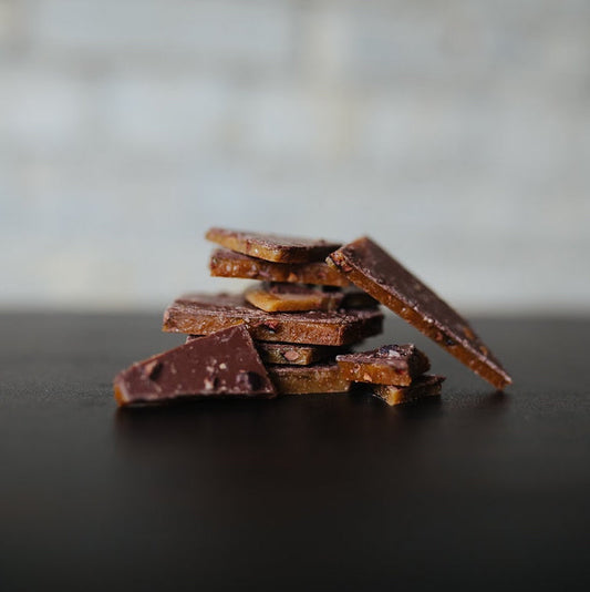 STED Maple Toffee with Cocoa Nibs handcrafted chocolate bar